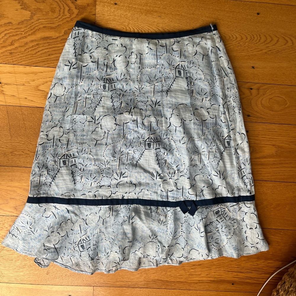 Liz Claiborne Blue Midi Pencil Skirt with Ruffled Hem
